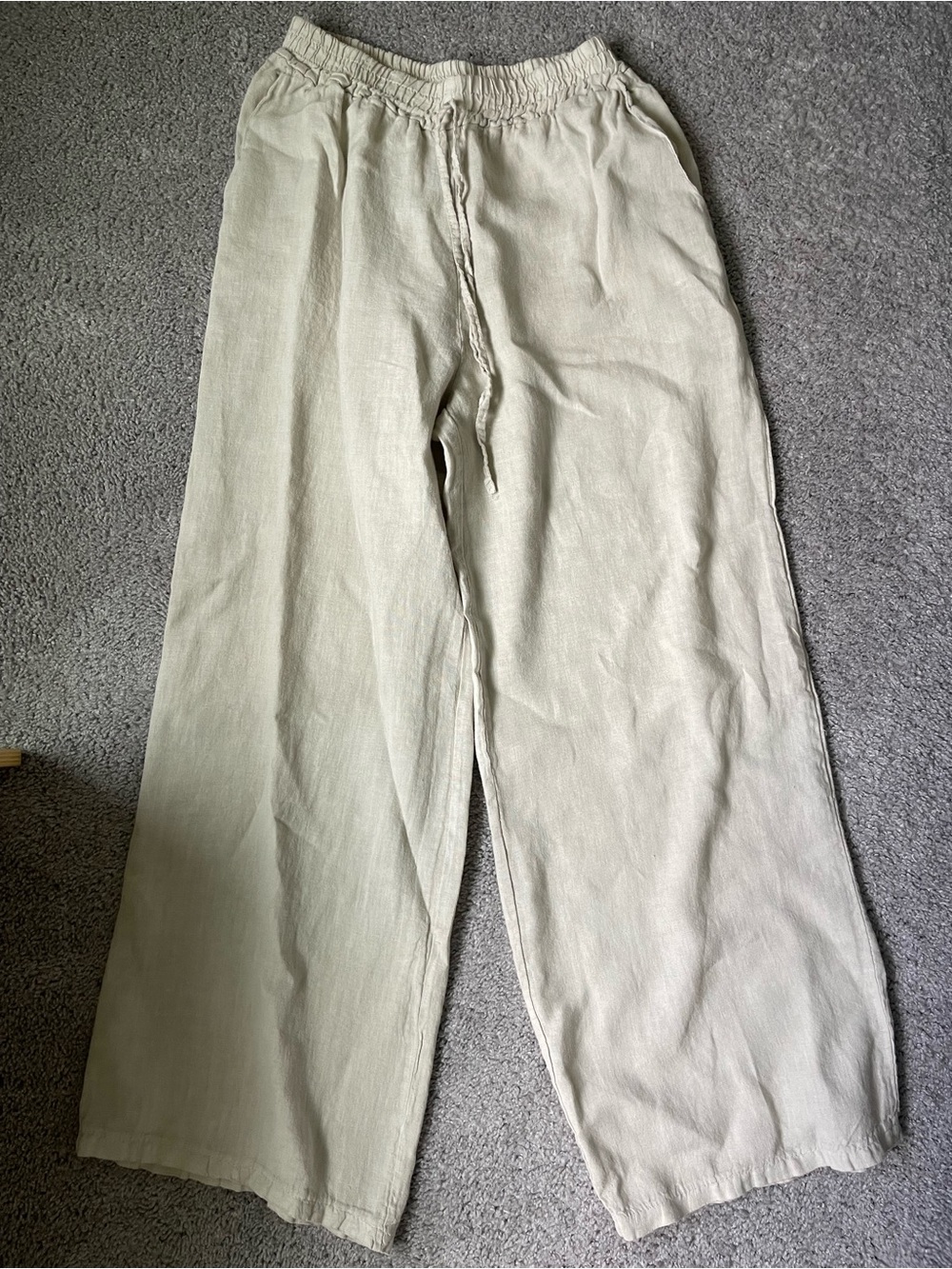 100% Italian LinenWide Pants - Cream